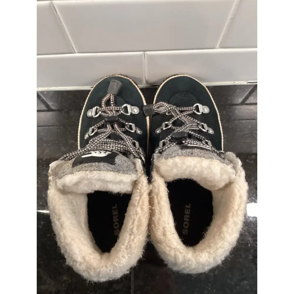 Sorel Kids Out 'N About Conquest Waterproof Boots with‎ Faux Fur Trim Black SZ 1